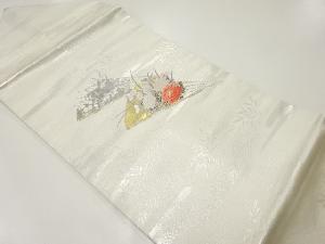 扇に草花模様織出し名古屋帯